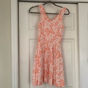Peach Floral Skater Dress